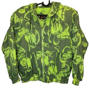 VTG Andy Johns 90s Lime Green Space Puffer Shoulder Padded Ski Jacket M